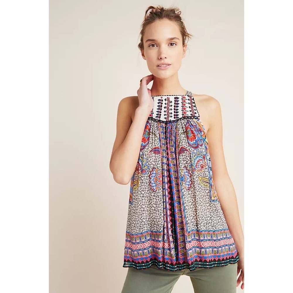 Bhanuni by Jyoti Esme Halter Blouse Women XS Beaded Paisley Boho Chic Festival